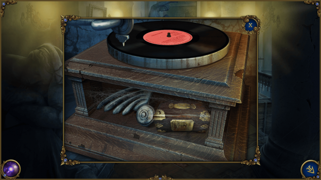 A record player with a vinyl record on it.