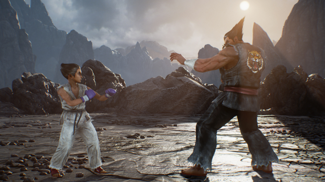  Screenshot from Unreal Engine of a female character fighting in a Tekken game, wearing a white robe and purple gloves with pointy ears like an elf