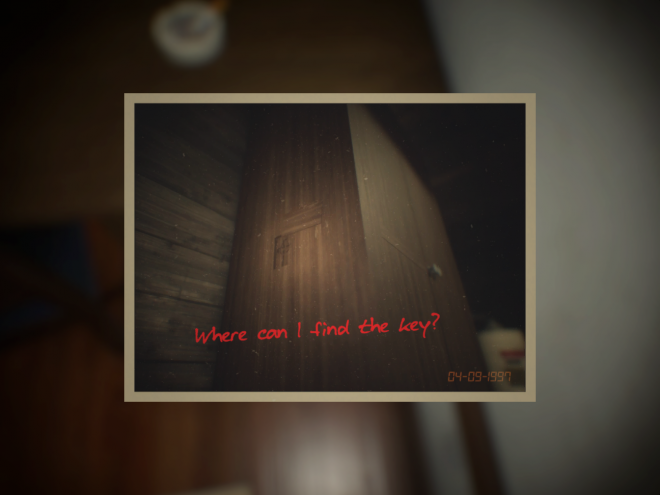 The photo of a side of a wardrobe with a slot for some object and red letters beneath that read: "Where can I find the key?"